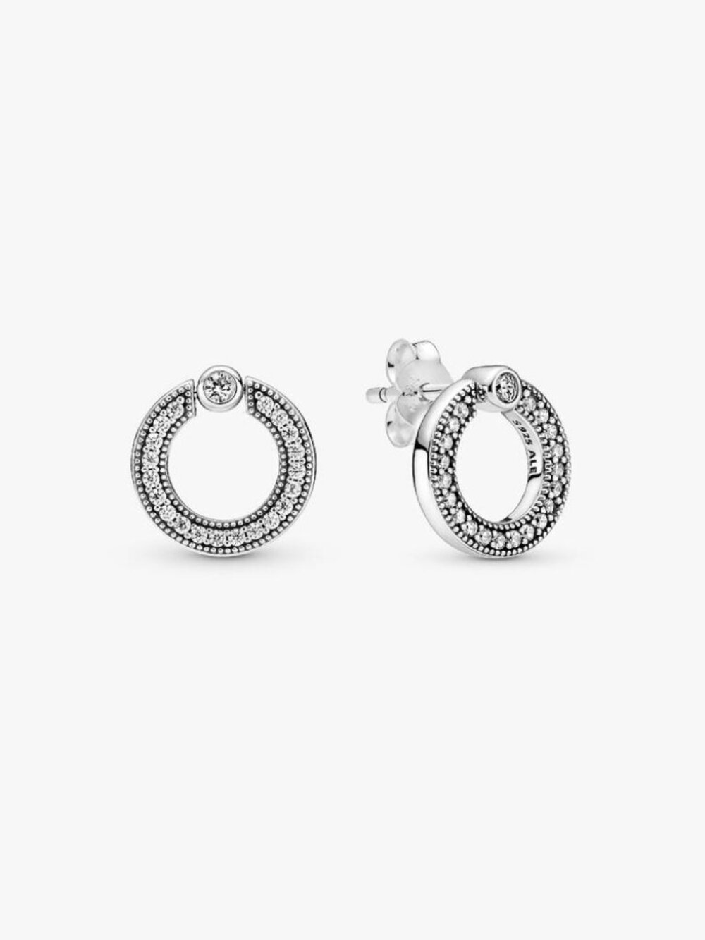Pandora Pav�� & Logo Circle Reversible Stud Earrings